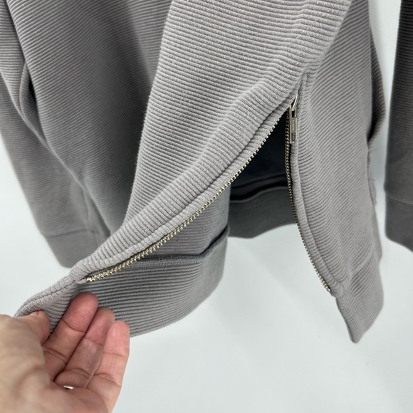 PELOTON kangaroo pocket blue drop shoulder Side Zip Gray Hoodie L - Picture 12 of 14